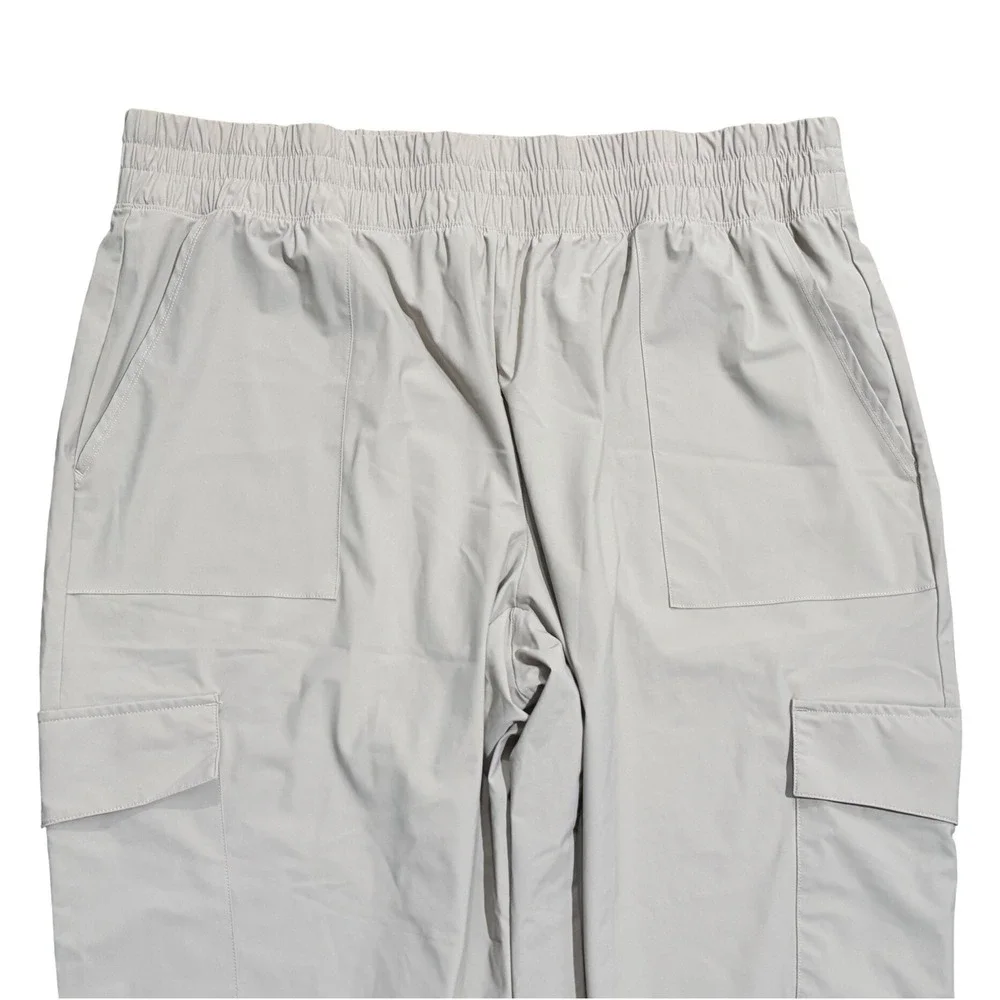 Old Navy SleekTech Go-Dry Cargo Pants Womens 2X Tan Elastic Waist Straight Leg